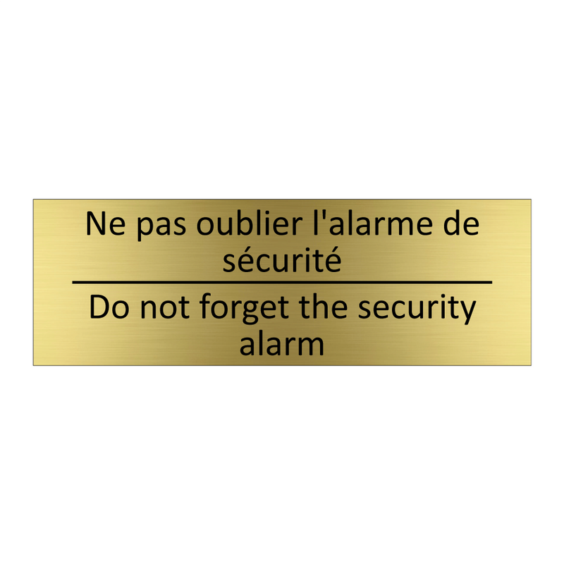 Ne pas oublier l'alarme de sécurité /.../ - Do not forget the security alarm /.../