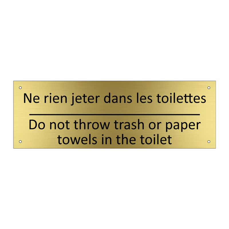 Ne rien jeter dans les toilettes /.../ - Do not throw trash or paper towels  /.../