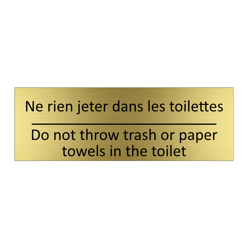 Ne rien jeter dans les toilettes /.../ - Do not throw trash or paper towels  /.../