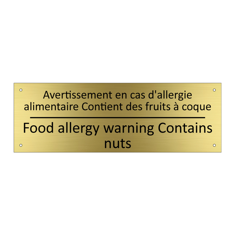 Avertissement en cas d'allergie  /.../ - Food allergy warning Contains  /.../