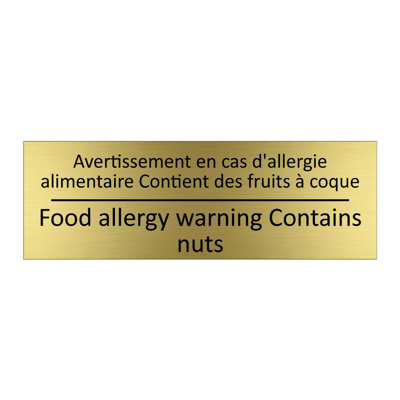 Avertissement en cas d'allergie  /.../ - Food allergy warning Contains  /.../