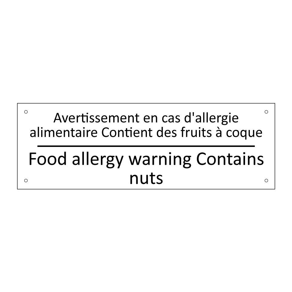 Avertissement en cas d'allergie  /.../ - Food allergy warning Contains  /.../