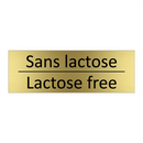 Sans lactose - Lactose free