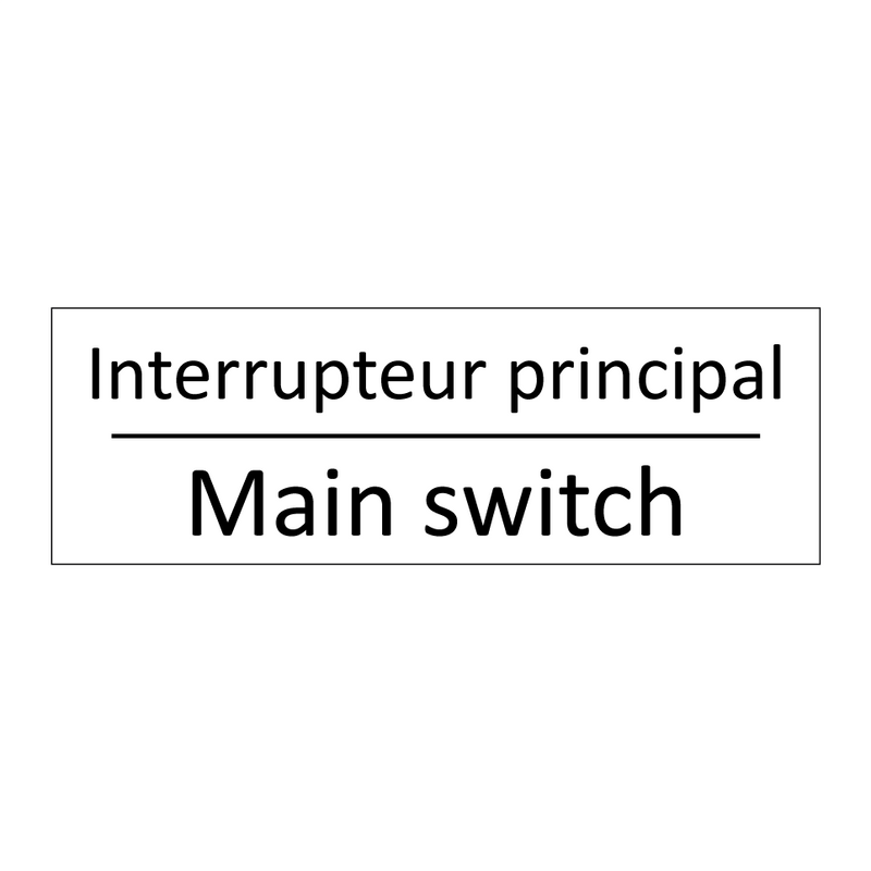Interrupteur principal - Main switch