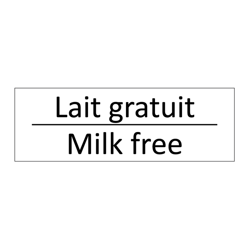 Lait gratuit - Milk free