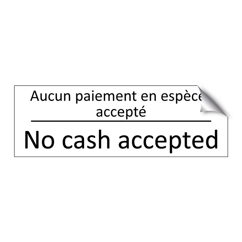 Aucun paiement en espèces accepté /.../ - No cash accepted