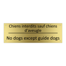 Chiens interdits sauf chiens d'aveugle /.../ - No dogs except guide dogs