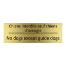 Chiens interdits sauf chiens d'aveugle /.../ - No dogs except guide dogs