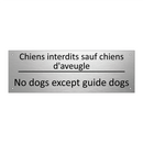 Chiens interdits sauf chiens d'aveugle /.../ - No dogs except guide dogs