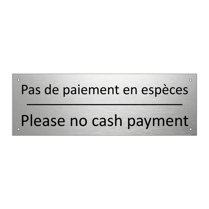 Pas de paiement en espèces - Please no cash payment