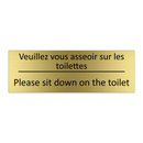 Veuillez vous asseoir sur les  /.../ - Please sit down on the toilet