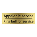 Appeler le service - Ring bell for service