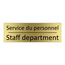 Service du personnel - Staff department