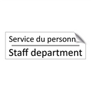 Service du personnel - Staff department