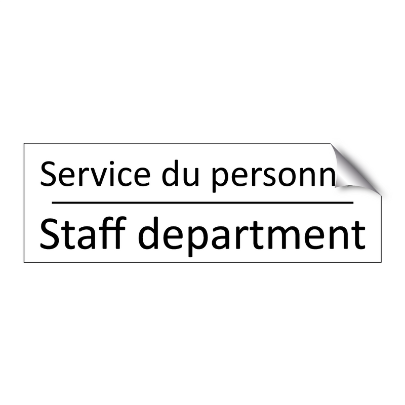 Service du personnel - Staff department