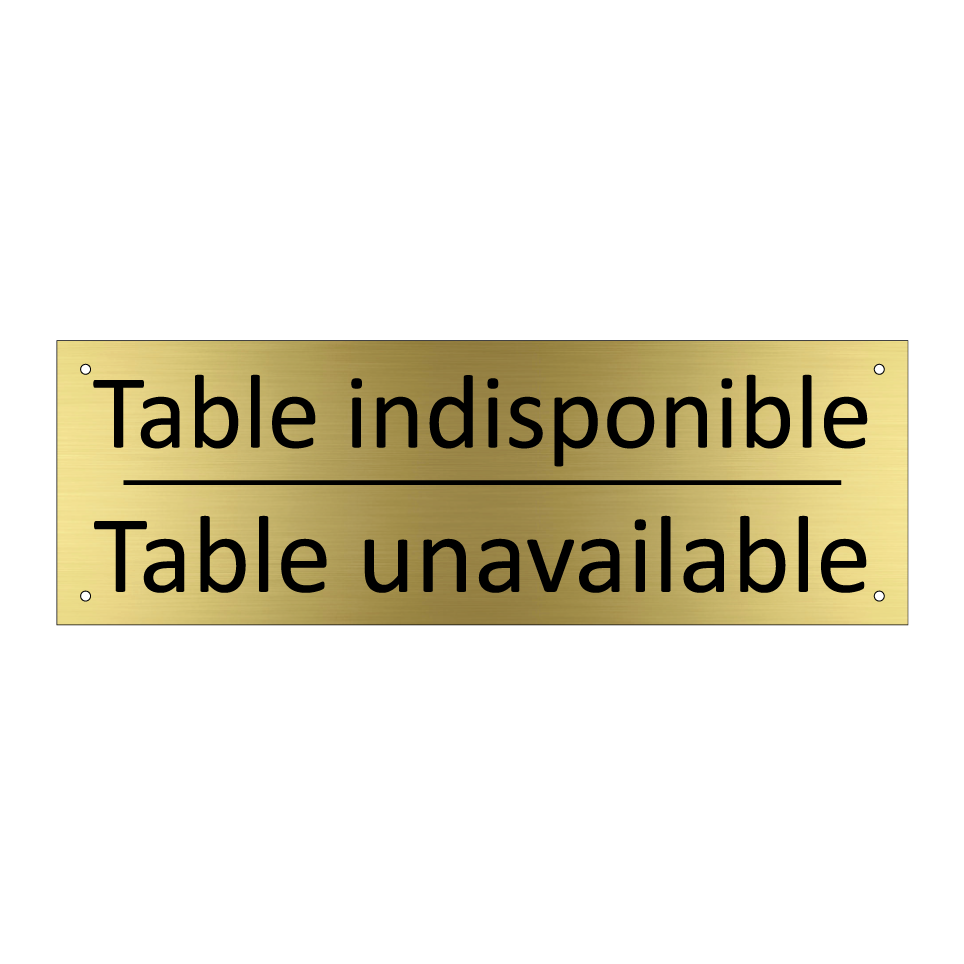 Table indisponible - Table unavailable