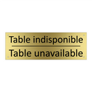 Table indisponible - Table unavailable