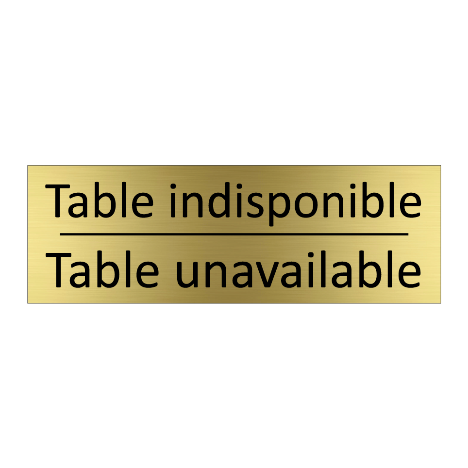 Table indisponible - Table unavailable