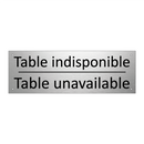 Table indisponible - Table unavailable