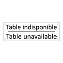Table indisponible - Table unavailable