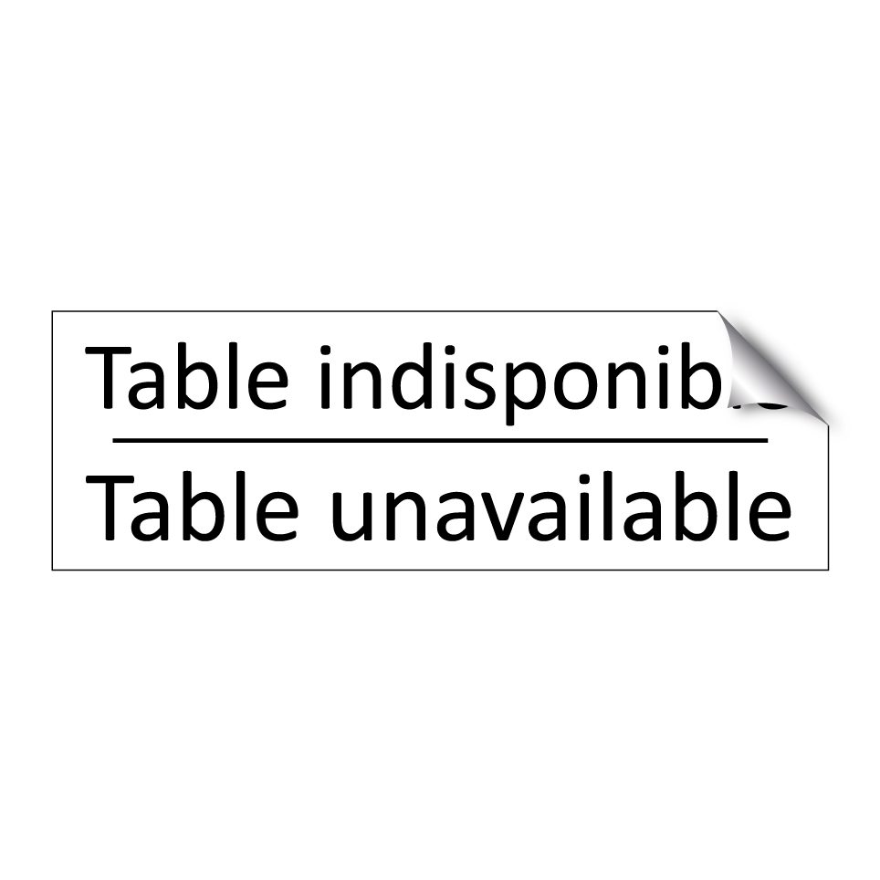 Table indisponible - Table unavailable