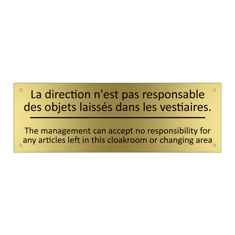 La direction n'est pas responsable  /.../ - The management can accept no responsibility  /.../