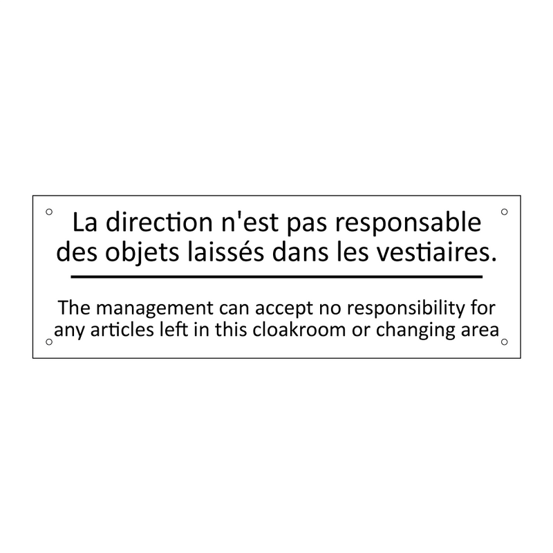 La direction n'est pas responsable  /.../ - The management can accept no responsibility  /.../