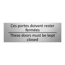 Ces portes doivent rester fermées /.../ - These doors must be kept closed /.../