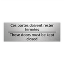 Ces portes doivent rester fermées /.../ - These doors must be kept closed /.../
