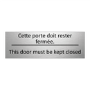 Cette porte doit rester fermée. /.../ - This door must be kept closed