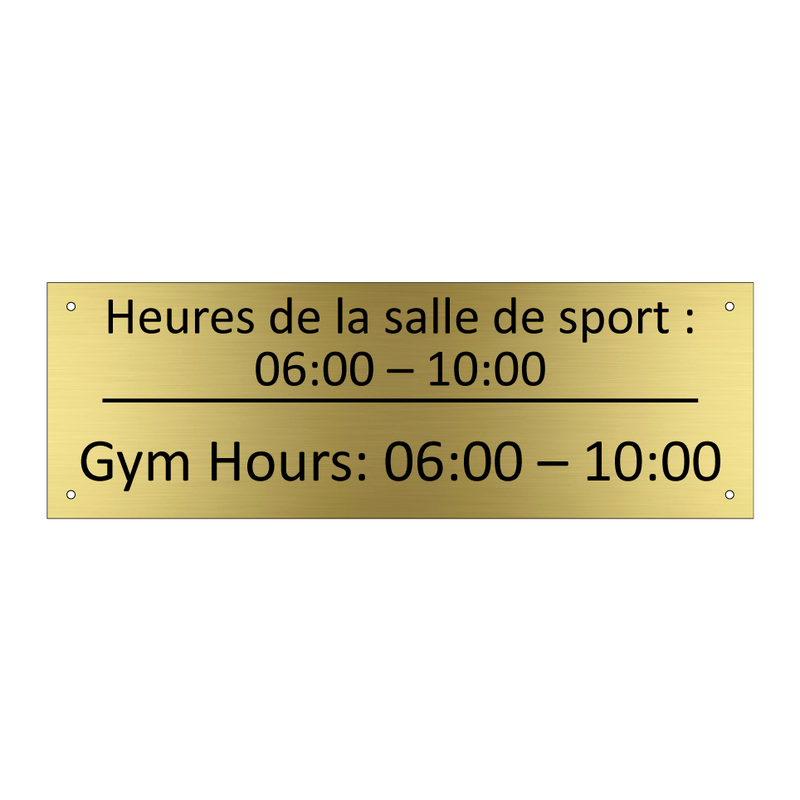 Heures de la salle de sport :  /.../ - Gym Hours: 06:00 – 10:00