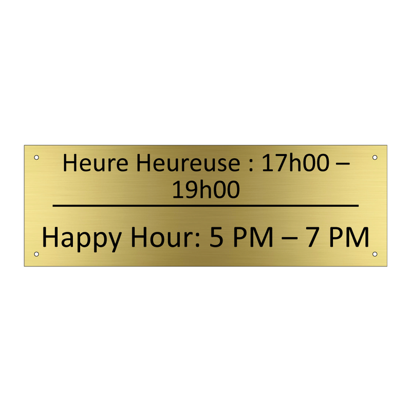 Heure Heureuse : 17h00 – 19h00 - Happy Hour: 5 PM – 7 PM
