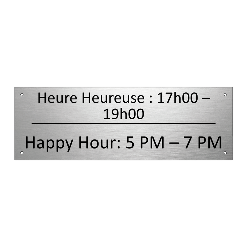 Heure Heureuse : 17h00 – 19h00 - Happy Hour: 5 PM – 7 PM
