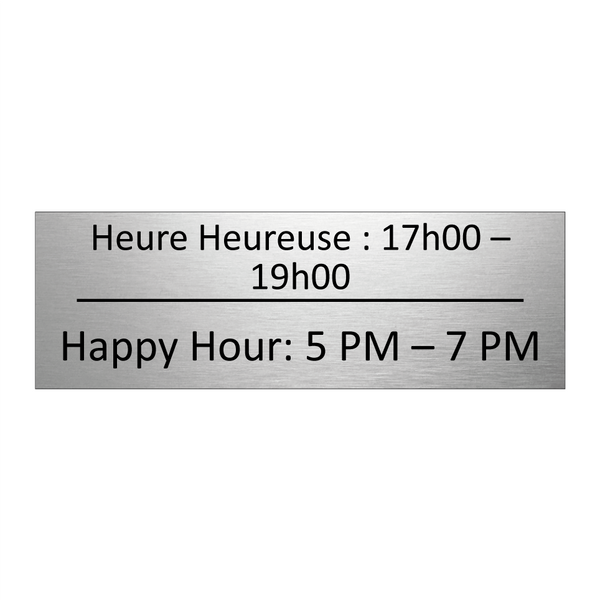 Heure Heureuse : 17h00 – 19h00 - Happy Hour: 5 PM – 7 PM