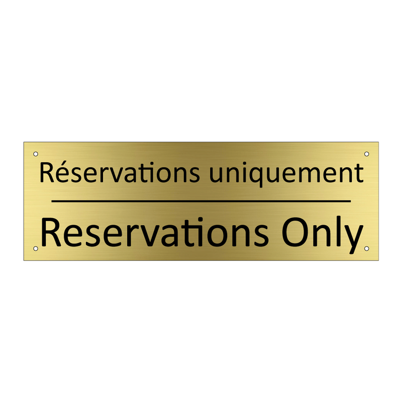 Réservations uniquement - Reservations Only