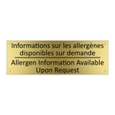 Informations sur les allergènes  /.../ - Allergen Information Available  /.../