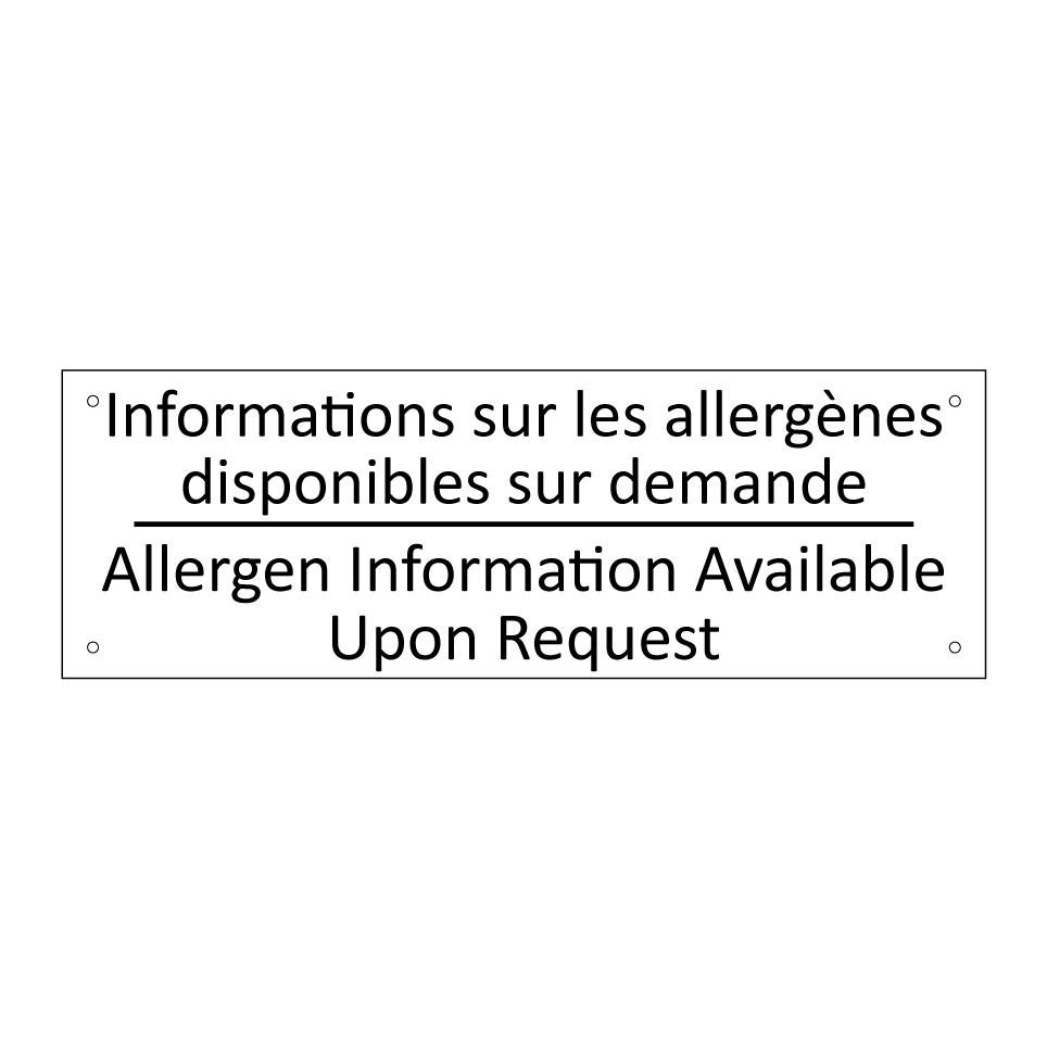 Informations sur les allergènes  /.../ - Allergen Information Available  /.../