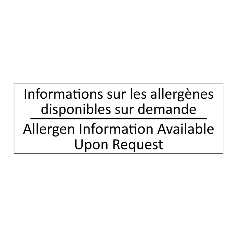 Informations sur les allergènes  /.../ - Allergen Information Available  /.../