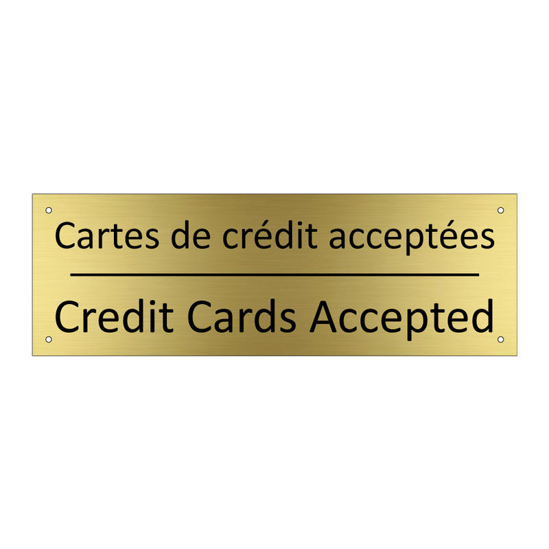 Cartes de crédit acceptées - Credit Cards Accepted