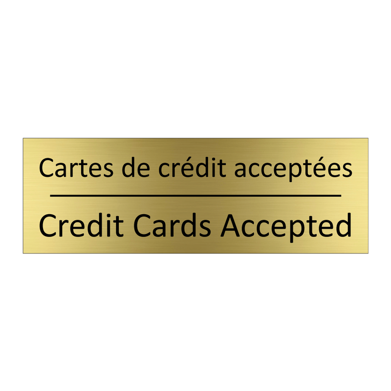 Cartes de crédit acceptées - Credit Cards Accepted