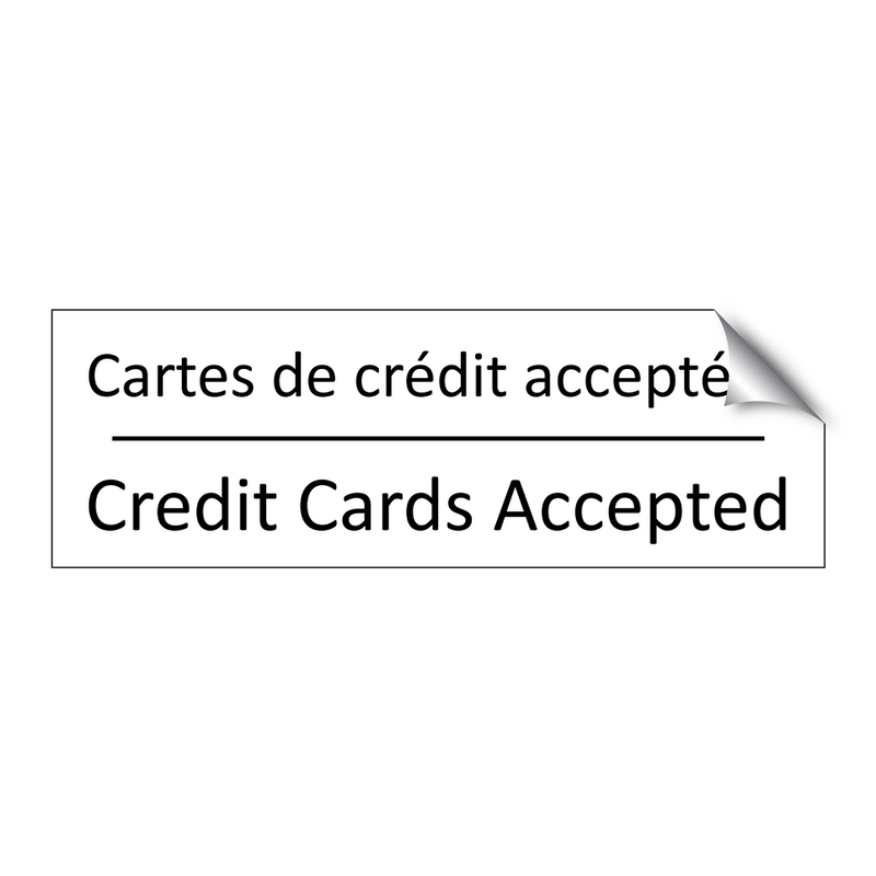 Cartes de crédit acceptées - Credit Cards Accepted