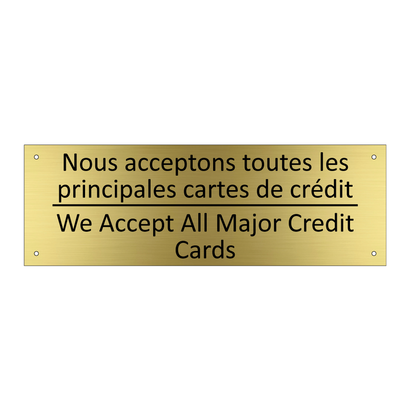Nous acceptons toutes les principales  /.../ - We Accept All Major Credit Cards /.../