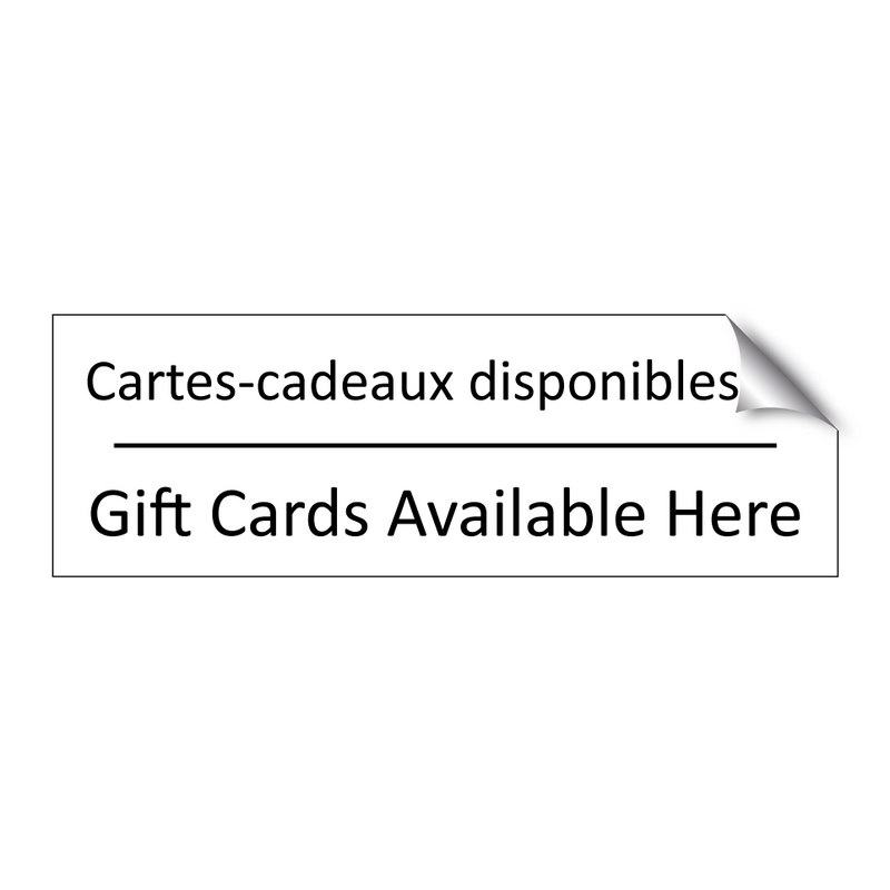 Cartes-cadeaux disponibles ici - Gift Cards Available Here