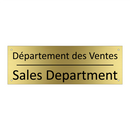 Département des Ventes - Sales Department