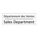 Département des Ventes - Sales Department