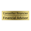 Conseiller financier - Financial Advisor