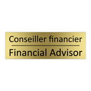 Conseiller financier - Financial Advisor