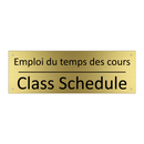 Emploi du temps des cours - Class Schedule