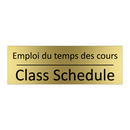 Emploi du temps des cours - Class Schedule