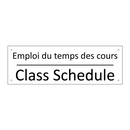 Emploi du temps des cours - Class Schedule